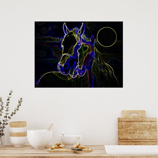 Blacklight Horses Poster Print - Paarden Posters (Keuken)