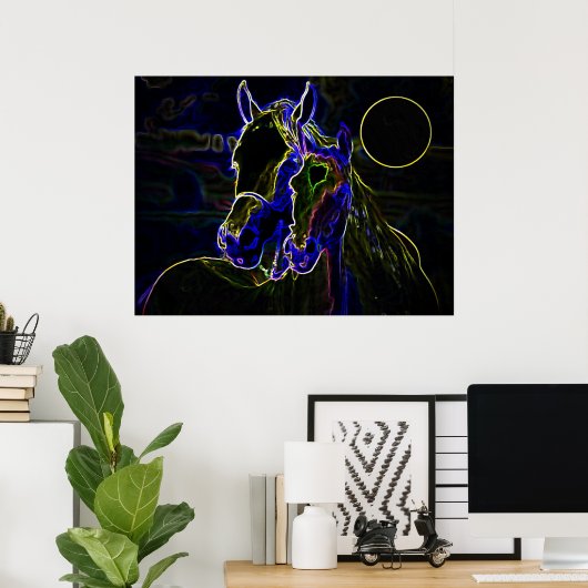 Blacklight Horses Poster Print - Paarden Posters (Thuiskantoor)