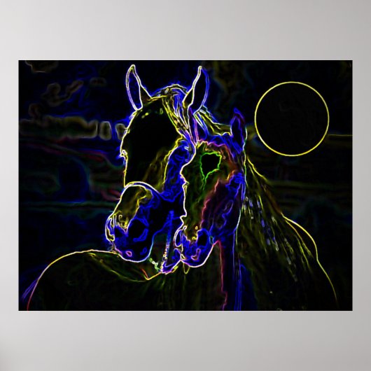 Blacklight Horses Poster Print - Paarden Posters (Voorkant)