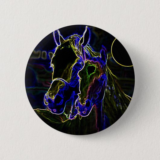 Blacklight Horses Ronde Button 5,7 Cm (Voorkant)