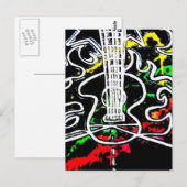 Blacklight/Neon Splash Flaming Guitar op Highway Briefkaart (Voorkant / Achterkant)