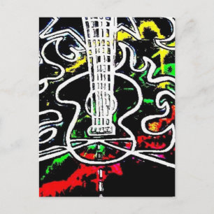 Blacklight/Neon Splash Flaming Guitar op Highway Briefkaart