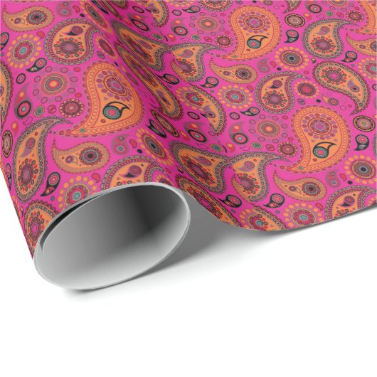 Blacklight Paisley Cadeaupapier (Rol Hoek)