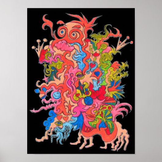 Blacklight Psychedelic Monster Poster (Voorkant)