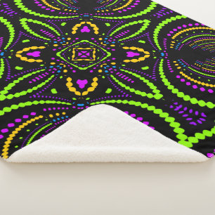 Blacklight Psytrance Nachten Geometrische Mandala Sherpa Deken