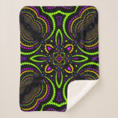 Blacklight Psytrance Nights Geometric Mandala Sherpa Deken (Voorkant)