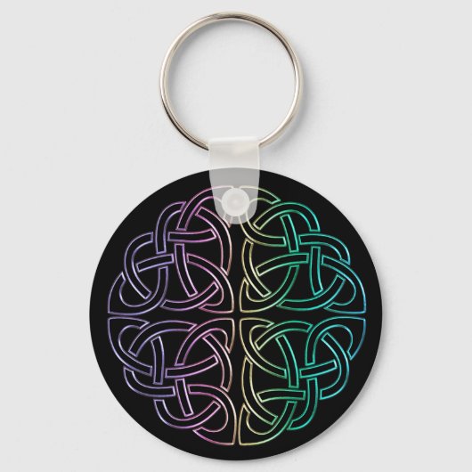 Blacklight Rainbow Celtic Knot Sleutelhanger (Voorkant)