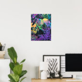 Blacklight Skull Colorful Abstract Poster (Thuiskantoor)