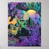 Blacklight Skull Colorful Abstract Poster (Voorkant)