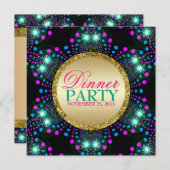 Blacklight Sparkle Magical Dinner Party Invitation Kaart (Voorkant / Achterkant)