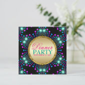 Blacklight Sparkle Magical Dinner Party Invitation Kaart (Staand voorkant)