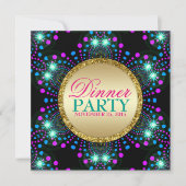 Blacklight Sparkle Magical Dinner Party Invitation Kaart (Voorkant)