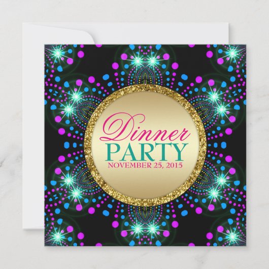 Blacklight Sparkle Magical Dinner Party Invitation Kaart (Voorkant)