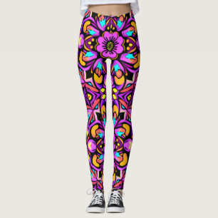 Blacklight Style Neon Wilde Flowers Leggings