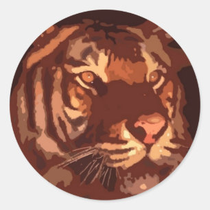 Blacklight Tiger Face Ronde Sticker
