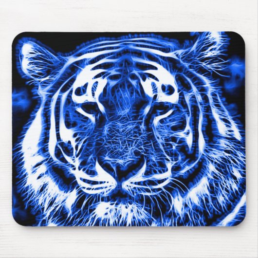 Blacklight Tiger Spirit Fractal Animal Print Muismat (Voorkant)
