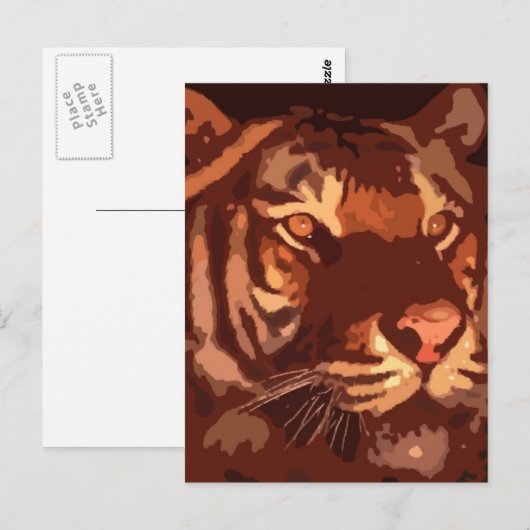 Blacklight Tijger Gezicht Briefkaart (Voorkant / Achterkant)