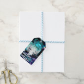 Blacklight-vuurtoren en zeilboot stormachtige zeee cadeaulabel (Met Touw)