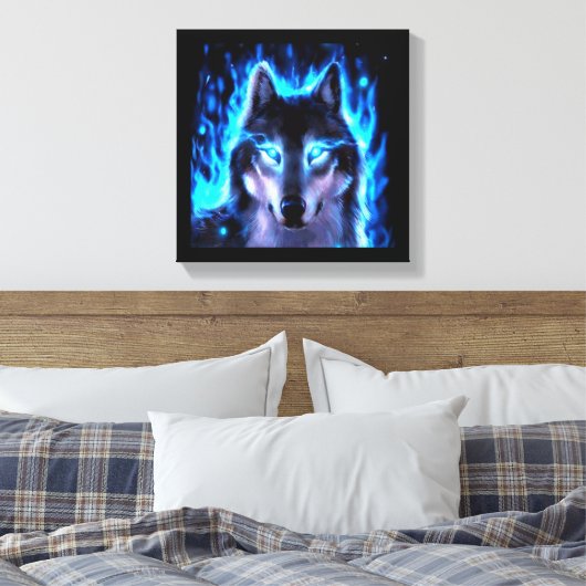 BLACKLIGHT WOLF CANVAS MUURDECORATIE (Insitu (Slaapkamer))