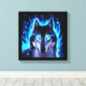 BLACKLIGHT WOLF CANVAS MUURDECORATIE (Insitu (Houten vloer))