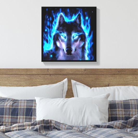 BLACKLIGHT WOLF CANVAS MUURDECORATIE (Insitu (Slaapkamer))