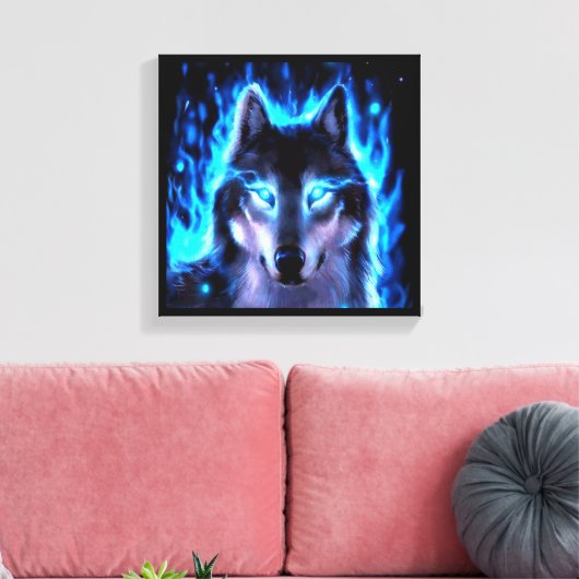 BLACKLIGHT WOLF CANVAS MUURDECORATIE AFDRUK (Insitu (Woonkamer))