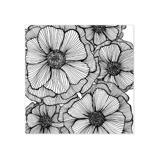 Blackline Bloem Rubber Stamp Rubberstempel (Afrduk)