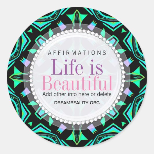 Blacklite Aztec Magic Custom Round Sticker (Voorkant)