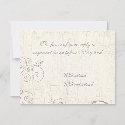 Black'n White Damask (roze) RSVP-reactiekaart RSVP Kaartje (Achterkant)