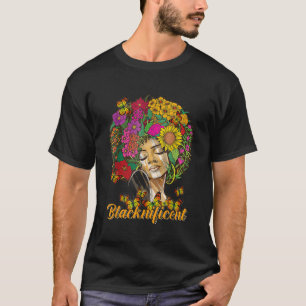 Blacknificant Floral Afro Hair Butterfly African A T-shirt