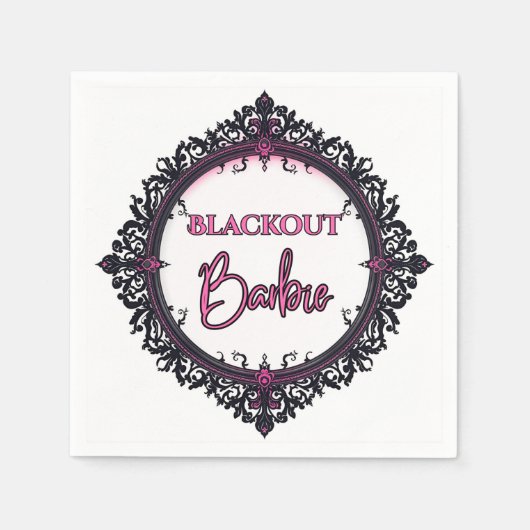 Blackout Barbie Bachelorette Napkins | Gothic Glam Servet (Voorkant)