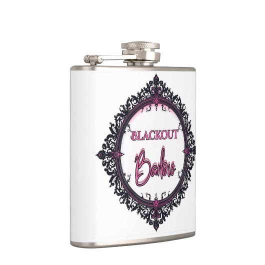 Blackout Barbie Flask | Dark Glam Party Gift Heupfles (Rechts)
