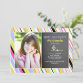 Blackout Foto Birthday Party Invitation Kaart (Staand voorkant)