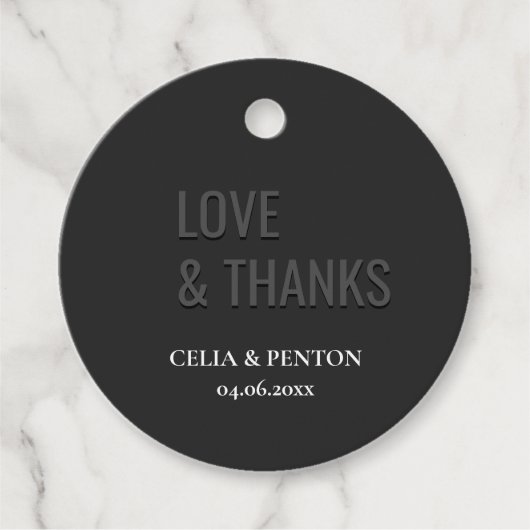 Blackout Minimalist Modern Wedding Bedankjes Labels (Voorkant)