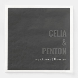 Blackout Minimalist Modern Wedding Napkin Servet