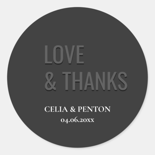 Blackout Minimalist Modern Wedding Ronde Sticker (Voorkant)