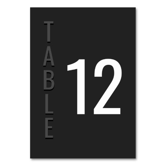 Blackout Minimalist Modern Wedding Table Card Kaart (Voorkant)