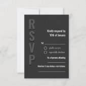 Blackout Minimalist Wedding Response Card RSVP Kaartje (Voorkant)