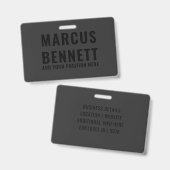 Blackout Modern Minimalistisch Identiteitsontwerp Badge (Voor- en achterkant)