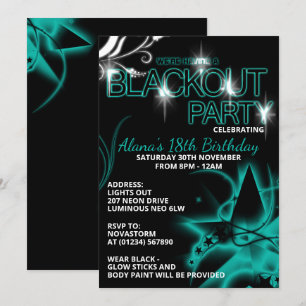 Blackout Ultraviolet Verjaardagsfeest Uitnodiginge Kaart