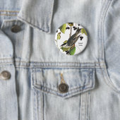 Blackpoll Warbler, Audubon, Birder Style voor Draa Ronde Button 5,7 Cm (In situ)