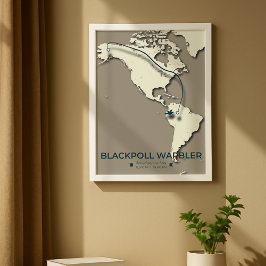 Blackpoll Warbler-migratiekaart – minimalistisch Poster