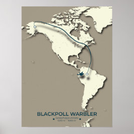 Blackpoll Warbler-migratiekaart – minimalistisch Poster