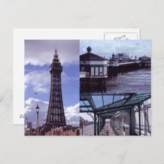 Blackpool 3 Afbeeldingen Briefkaart (Voorkant / Achterkant)