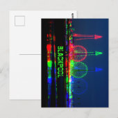 Blackpool Beach bij nacht, rood, groen en blauw Briefkaart (Voorkant / Achterkant)