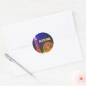Blackpool Beach-lampjes 's nachts, rood, goud, bla Ronde Sticker (Envelop)