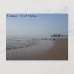 Blackpool Central Pier en Beach Briefkaart