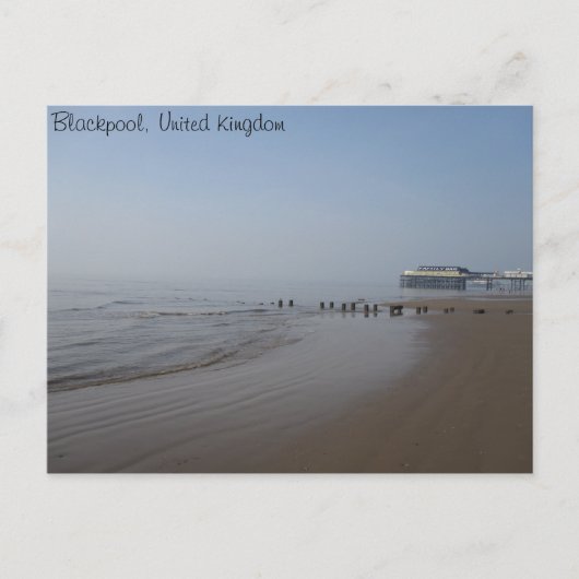 Blackpool Central Pier en Beach Briefkaart (Voorkant)