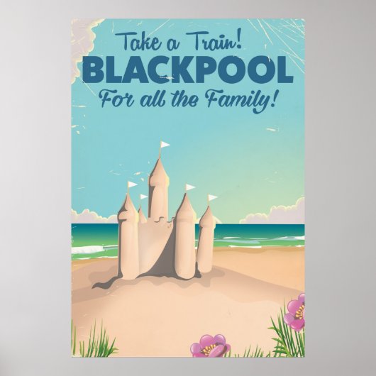 Blackpool,Engeland vintage zandkasteel reisposter Poster (Voorkant)