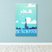 Blackpool, Engelstalig poster voor het reizen Canvas Afdruk (Insitu (Houten vloer))